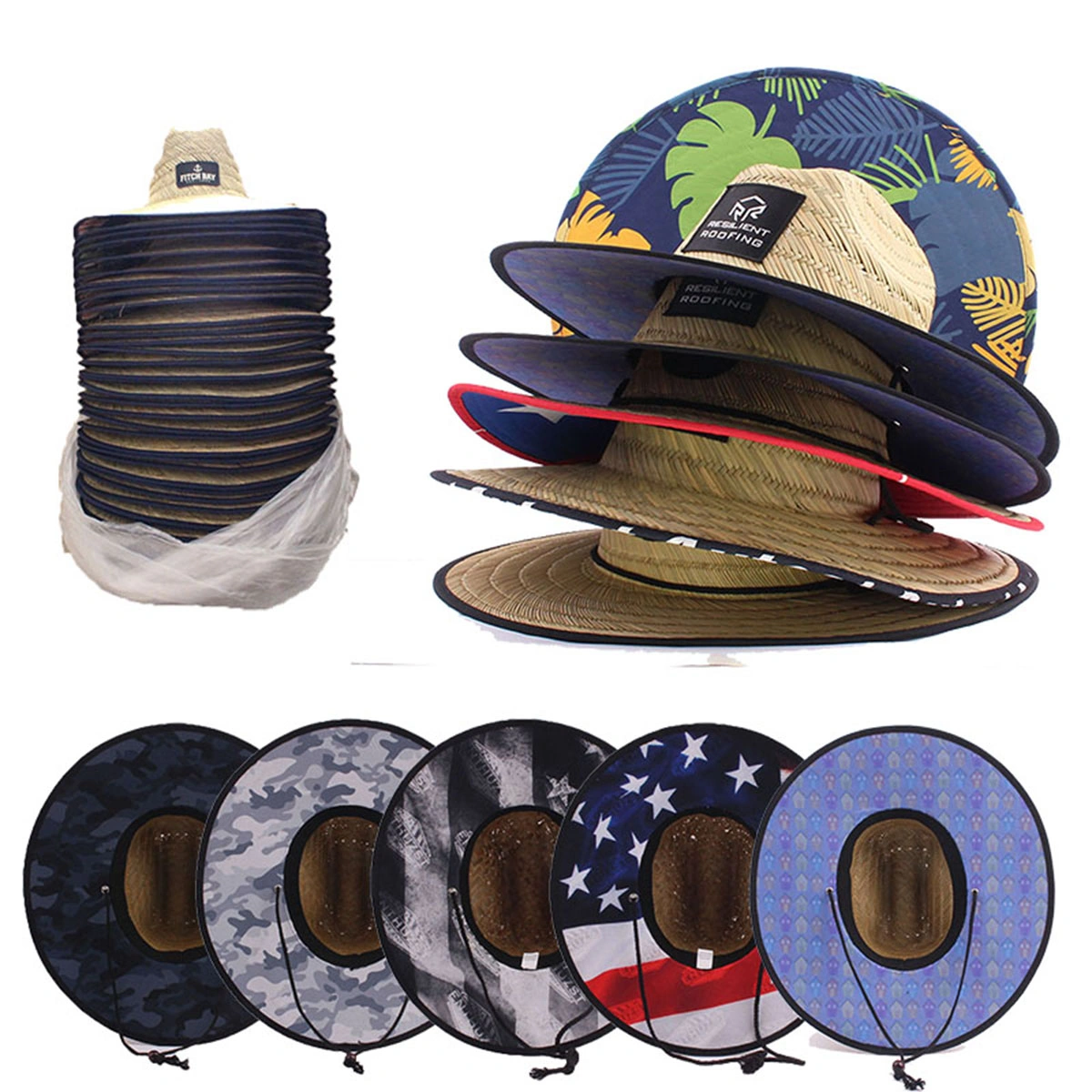 Home 5 Custom Printed UPF 50 Straw Visor Hat — Under Brim Digital Heat Transfer Printing Straw Hat Wholesale 3