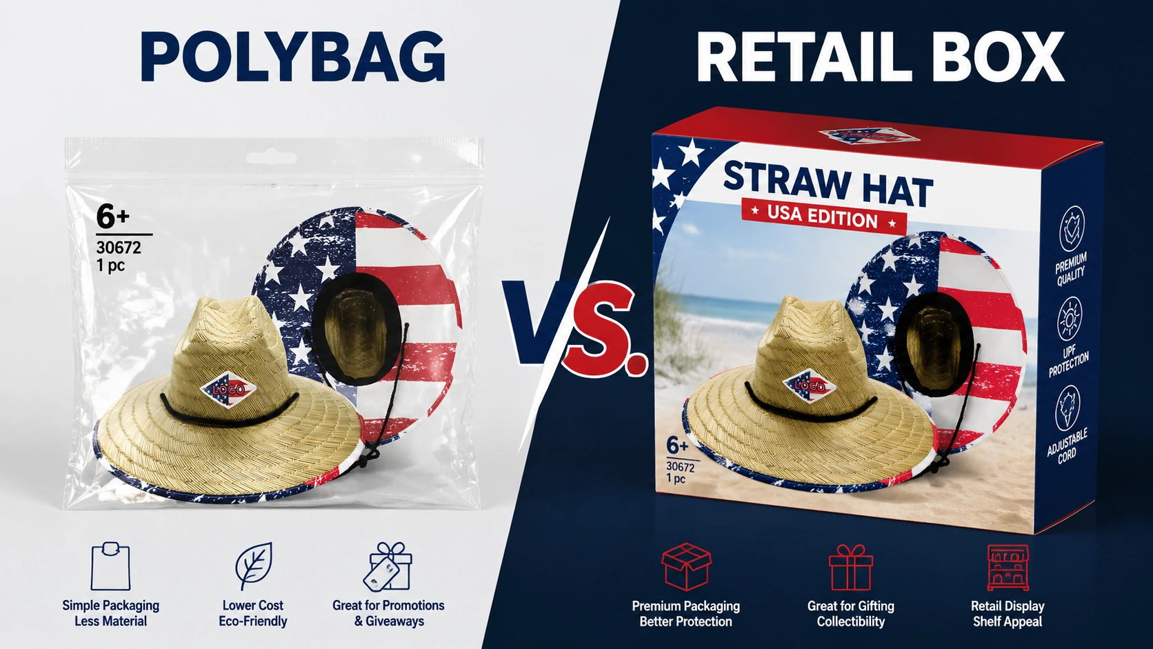 Customization Options Hub 4 Polybag vs. Retail